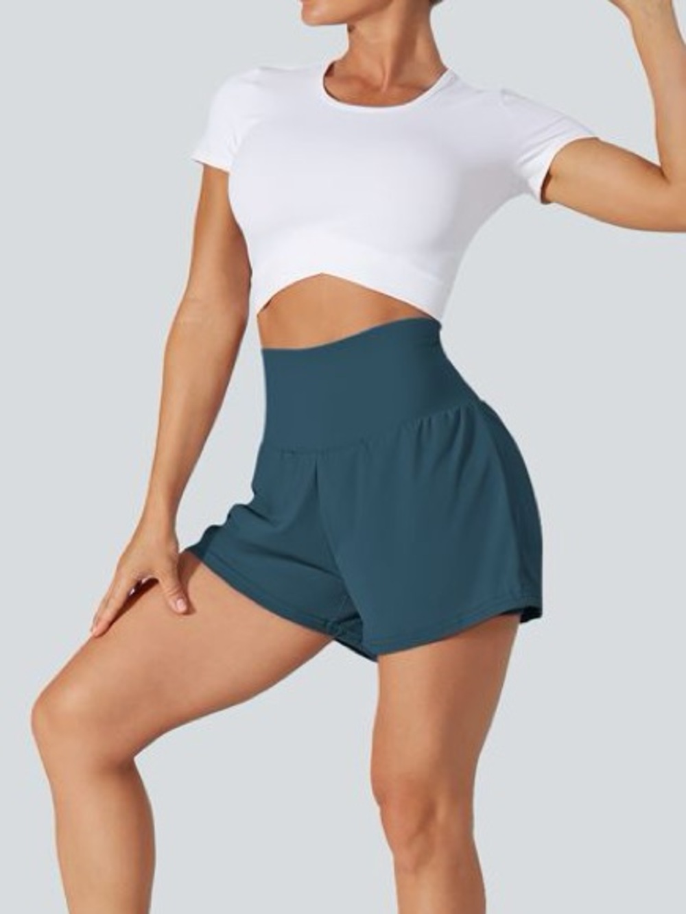 HALARA Slate Blue High-Rise Layered Athletic Shorts